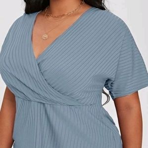 Shein Light blue V Neck blouse 2x